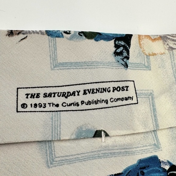 NORMAN Rockwell 1993 The Saturday Evening Post Black 100% Silk Men’s Tie - Picture 3 of 7
